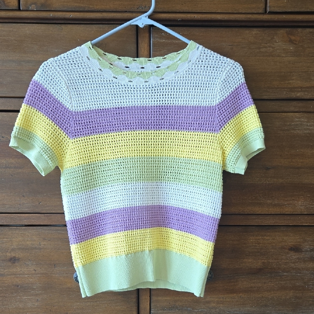 Sandro Multicolor Striped Knit Blouse
